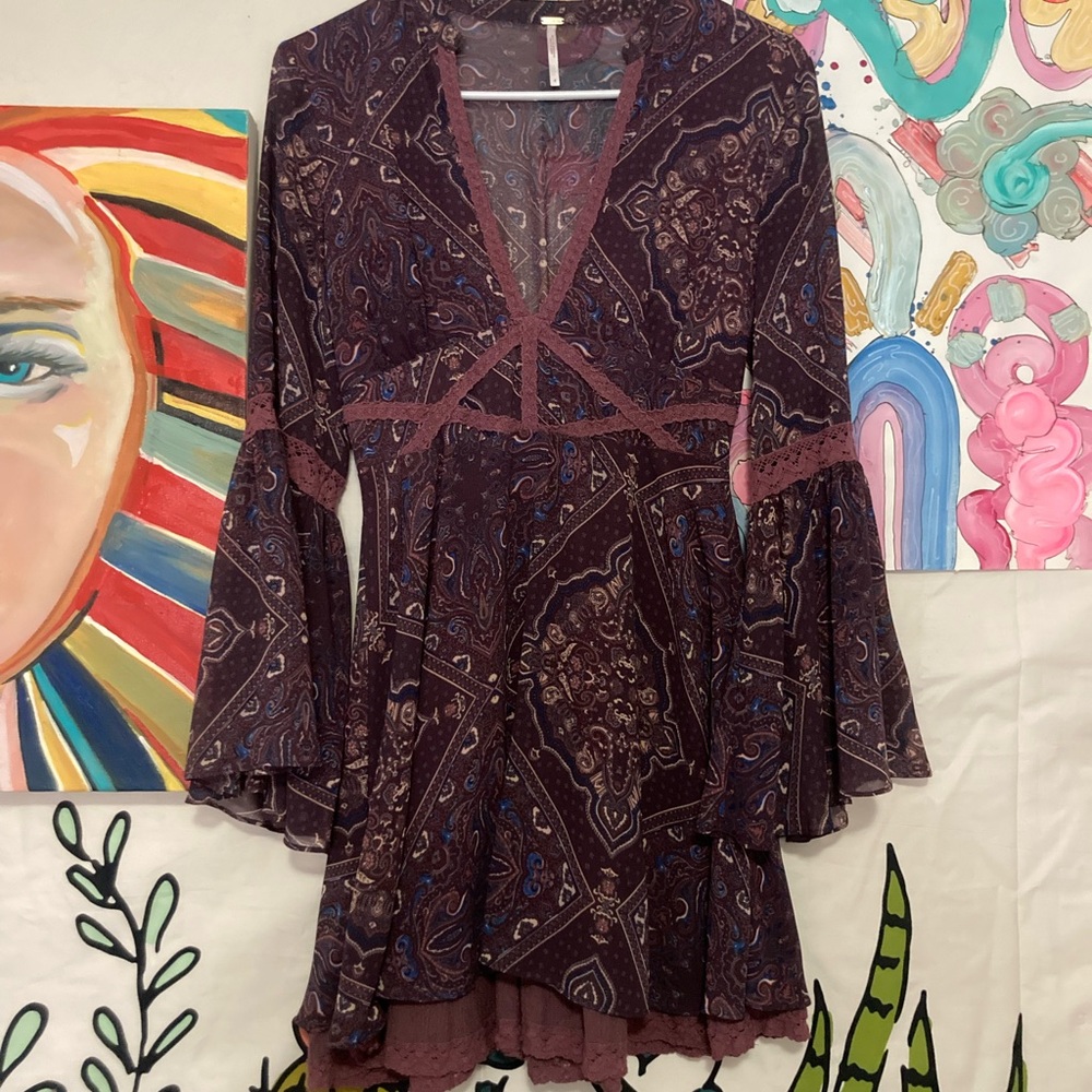 Free People Purple Paisley Mini Dress